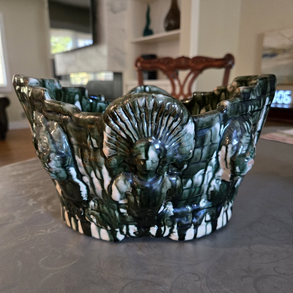 Vintage Planter/Vase Drip Glaze Pottery